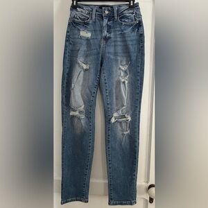 Judy Blue Women's Boyfriend Jeans - Distressed Denim